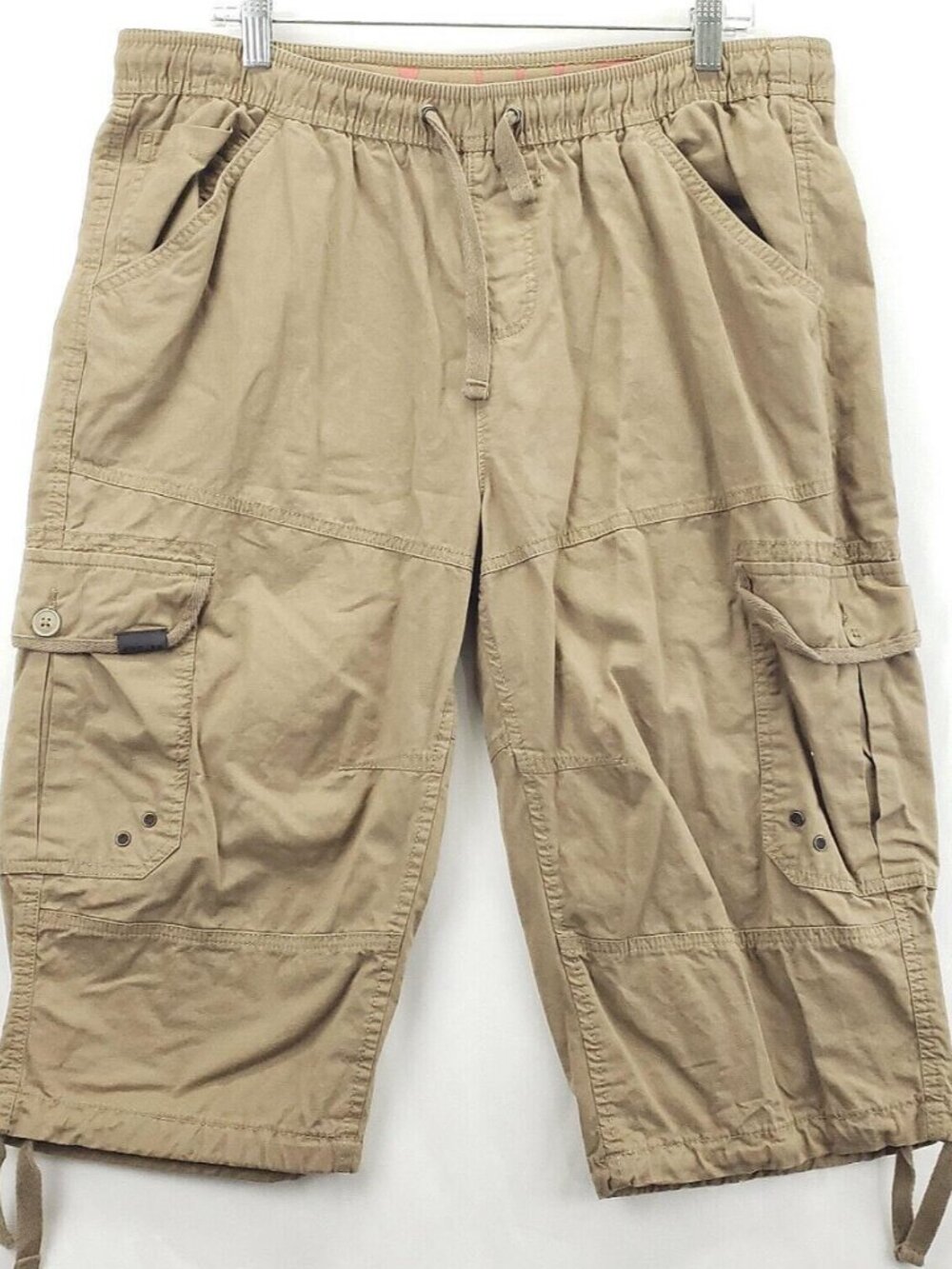 Projek Raw Cargo Shorts Mens XL Khaki 100% Cotton Pockets Drawstring Pull On